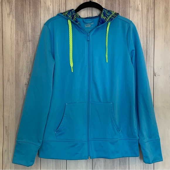 Reebok Workout Ready Blue Front Zip Hoodie Sweatshirt Size Small - Picture 1 of 6
